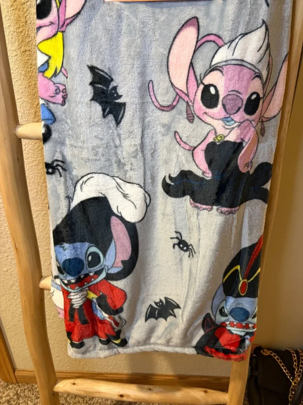 Disney Stitch & Angel Halloween Plush Throw Blanket 50x70 Vampire NWT